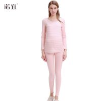 孕妇睡衣春秋秋衣秋裤套装哺乳喂奶衣产妇保暖衣棉哺乳秋裤 [横条纹款] 粉色 XXL