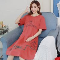 短袖睡裙女夏棉质韩版学生宽松睡衣女春秋季薄款孕妇可外穿公主裙 短袖睡裙P8382红 特价 M 建议80-95斤