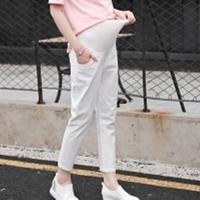 孕妇裤春夏薄款洗水棉麻九分裤外穿孕妇托腹裤打底裤夏装休闲裤 白色 M