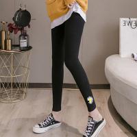 孕妇打底裤春秋长裤薄款宽松休闲外穿裤秋冬加绒加厚孕妇裤子春装 黑色菊花高腰秋款[单件 发一件] M