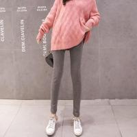 孕妇打底裤春秋新款纯棉潮辣妈弹力小脚裤子外穿可调节托腹裤长裤 灰色[春秋款] M[建议80-110斤]