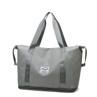 旅行包女大容量短途旅行防水健身包轻便待产包学生手提旅游行李包 扩展款 灰色（干湿分离） 可套拉杆箱（收藏店铺优先发货）