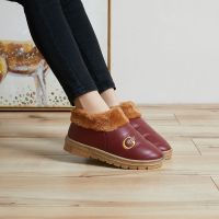 冬季新款包跟棉拖鞋女棉鞋保暖防水男鞋居家毛毛拖鞋月子鞋加绒厚 女款酒红 36