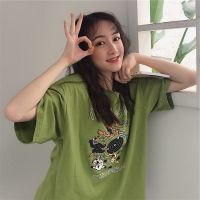 2021新款怀孕妇装夏装时尚款怀孕期夏季孕妇短袖t恤中长款上衣T恤 怪兽-果绿色 M建议[85-100斤]