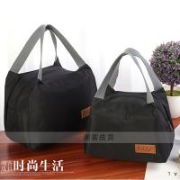 手提包女大号加厚防水布包饭盒袋便当包女士手提袋妈咪包小布包包 黑色CSF