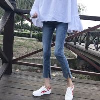 孕妇裤子冬季外穿加绒孕妇牛仔裤时尚秋季潮妈秋装打底裤秋冬款 8818九分开叉 M码80-100斤