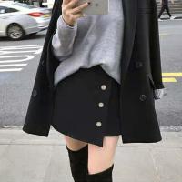 孕妇半身裙秋冬装2020新款春秋短裙女 潮妈a字包臀托腹打底裤裙子[3月10日发完] 黑色 M(建议85-105斤)