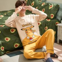 春秋冬装长袖长裤睡衣男棉质青少年12-18初中学生可外穿男装套装 875长袖男 师 少年版M【70-85斤】