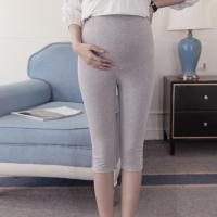 孕妇装夏装上衣短袖夏天衣服外出时尚款套装外出连衣裙宽松t恤潮 七分裤灰色【可调节】 M【建议90-110斤】