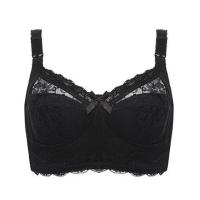 哺乳文胸内衣女大码薄款大胸显小无钢圈聚拢全罩杯聚拢防下垂胸罩 黑色 75B