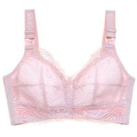 大胸显小无钢圈全罩杯哺乳文胸透气聚拢收副乳防下垂孕妇喂奶内衣 粉色 75B