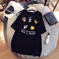 2020孕妇装夏装新款韩版字母刺绣宽松大码t恤短袖上衣中长款T恤女 傻大猫上衣#黑色 M
