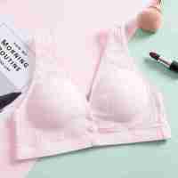 [两件送内裤]纯棉哺乳文胸背心式聚拢防下垂喂奶孕妇内衣胸罩 粉色 M码 34/75