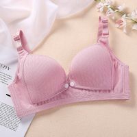 哺乳文胸纯棉里无钢圈奶罩喂奶前开扣内衣防下垂聚拢孕妇产后胸罩 968#豆沙1件 34-75 BC
