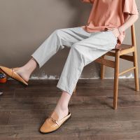 孕妇裤子秋冬装阔腿秋季外穿长裤春秋潮妈时尚牛仔裤冬季老爹秋装 灰色[棉麻面料] M