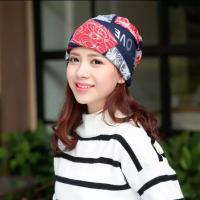 帽子女春夏休闲头巾帽薄款透气光头化疗帽防脱发睡帽孕妇月子帽潮 LOVE格子藏青(仿羊绒) M(56-58cm)