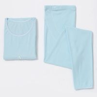 秋冬纯棉孕妇秋衣秋裤套装月子服家居服哺乳衬衣腰部可调托腹衬裤 蓝色平口套装 L