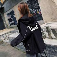 工装外套女春秋季韩版宽松BF2020初秋新款潮百搭森系风衣学生胖MM[3月8日发完] 黑色 S 100斤以下
