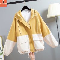 春秋新款韩版宽松大码BF学生ins原宿连帽工装风衣外套女棒球服潮[3月11日发完] 黄色 S