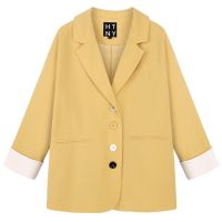 港风工装外套女男春秋2020新款韩版学生宽松BF原宿潮牌百搭冲锋衣 黄色西装 S [建议100斤内]