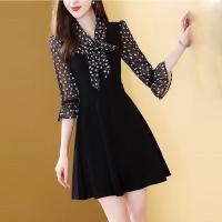 大码女装连衣裙2021春秋新款韩版时尚修身显瘦中长款假两件套裙子 花色806 S 85-95斤