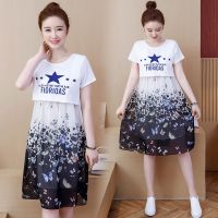 孕妇装哺乳连衣裙夏季喂奶裙短袖雪纺裙大码显瘦外出月子服宽松潮[3月20日发完] 黑色五角星2019(可哺乳) M