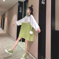 2020新款孕妇装连衣裙春夏装polo领大码宽松T恤夏天孕妇百搭裙子 白色(单件) M[120斤以下]