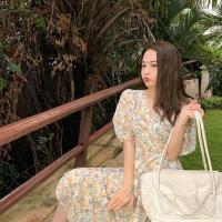 孕妇装夏装哺乳衣夏季雪纺外出哺乳期哺乳连衣裙喂奶衣服外出夏 浅蓝桔孕妇期[无拉链] M