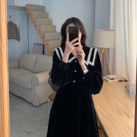 2021早春季新款女装法式复古赫本设计感小众高档战裙娃娃领连衣裙[3月8日发完] 黑色连衣裙 [好质量]收藏店铺优先发货