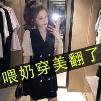 孕妇装大码宽松哺乳连衣裙哺乳衣夏季外出孕妇裙子夏装长款辣妈款 哺乳款[竖开式拉链] M