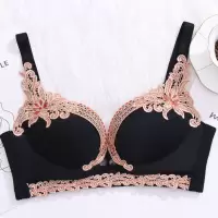 哺乳内衣夏季薄款幸福花无痕聚拢防下垂孕妇内衣产后喂奶胸罩厚款 幸福花黑色 34/75厚A