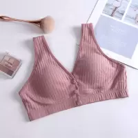 哺乳文胸孕妇内衣秋冬季纯棉背心式聚拢防下垂前开扣喂奶胸罩浦乳 豆沙 M(34/75BC通杯)