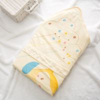 春秋冬季纯棉初生婴儿包被新生儿抱被春夏宝宝用品加厚小被子抱毯 黄小企鹅(春夏双层)90*90cm