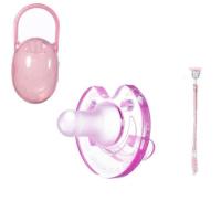 [前8000送收纳盒]宝宝硅胶安抚奶嘴安睡型初生婴儿超软圆头 粉色[女宝宝] 缺口