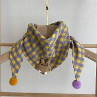 儿童三角巾可爱纯棉围巾秋冬宝宝男童女童围脖冬季口水巾小孩女孩 [深蓝黄]纯棉三角巾