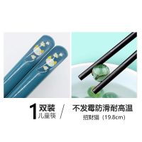 儿童筷子宝宝小短练习学习训练幼儿园小孩家用二段5-8岁合金快子 招财猫[一双装]3-12岁可用