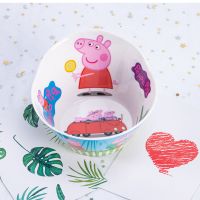 小猪佩奇儿童餐具套装粉红猪餐盘分格卡通防摔防烫家用宝宝可爱碗 造型碗 蓝色小猪