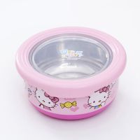 可爱饭盒密封不锈钢学生儿童隔热防摔饭汤碗卡通水果保鲜盒便当盒 Kitty猫 420毫升