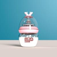 初生儿玻璃奶瓶新生婴儿喝水小奶瓶防胀气宽口径奶瓶果汁奶瓶80ml 嫣然粉 标配无