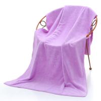 宝宝洗澡浴巾可穿儿童浴袍斗篷卡通带帽新生儿毛巾睡袋吸水不掉毛 速干保温加厚浴巾70*140 紫色