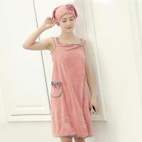 浴巾抹胸浴衣可穿浴巾成人女柔软吸水可爱性感浴裙夏季洗澡浴袍 浴巾【单浴巾】粉色 胸围最大适用110CM