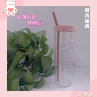 宜家同款乌普拉达网红吸管杯子运动大容量700ml塑料女生过滤水杯 改良胭脂粉700ml