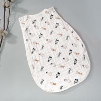 宝宝睡袋纯棉纱布新生儿童防踢被婴儿夏季薄款空调房护肚子睡觉衣 4层棉纱/小熊嘟嘟 S码/身高60cm内/1.5岁内可用