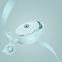 儿童餐具套装宝宝注水保温碗防摔吃饭吸盘碗婴儿碗勺辅食碗 米洛蓝(316材质) 一件套