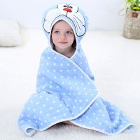 儿童浴巾斗篷纯棉可穿纱布带帽新生儿宝宝披风婴儿吸水卡通浴袍 三层机器猫(小号)身高110cm以下