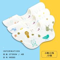 纯棉纱布婴儿围嘴口水巾防水360度旋转新生儿宝宝吃饭围兜 [三条装 单向导湿]小鹿+小猫+小兔