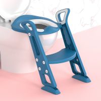儿童马桶坐便器楼梯男孩女宝宝小孩辅助厕所专用架盖座垫圈折叠式 基础硬垫款蓝色