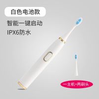 超声波成人儿童软毛USB充电式电动牙刷防水美白男女智能款家庭装 白色+2刷头 电池款