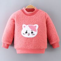 儿童冬装加绒加厚卫衣男童女童婴儿宝宝棉衣袄冬季外套保暖上衣服 粉色小猫 (加绒加厚款) 73 (建议体重18斤以内)