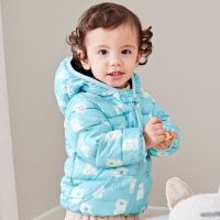 婴儿衣秋冬棉服袄男童棉衣加厚女童童装冬季儿童外套 蓝底满印小熊 80 CM